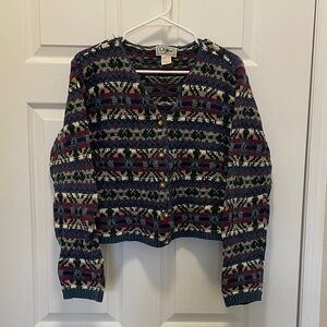 L.L. Bean Women's Multicolor Patterned Cardigan